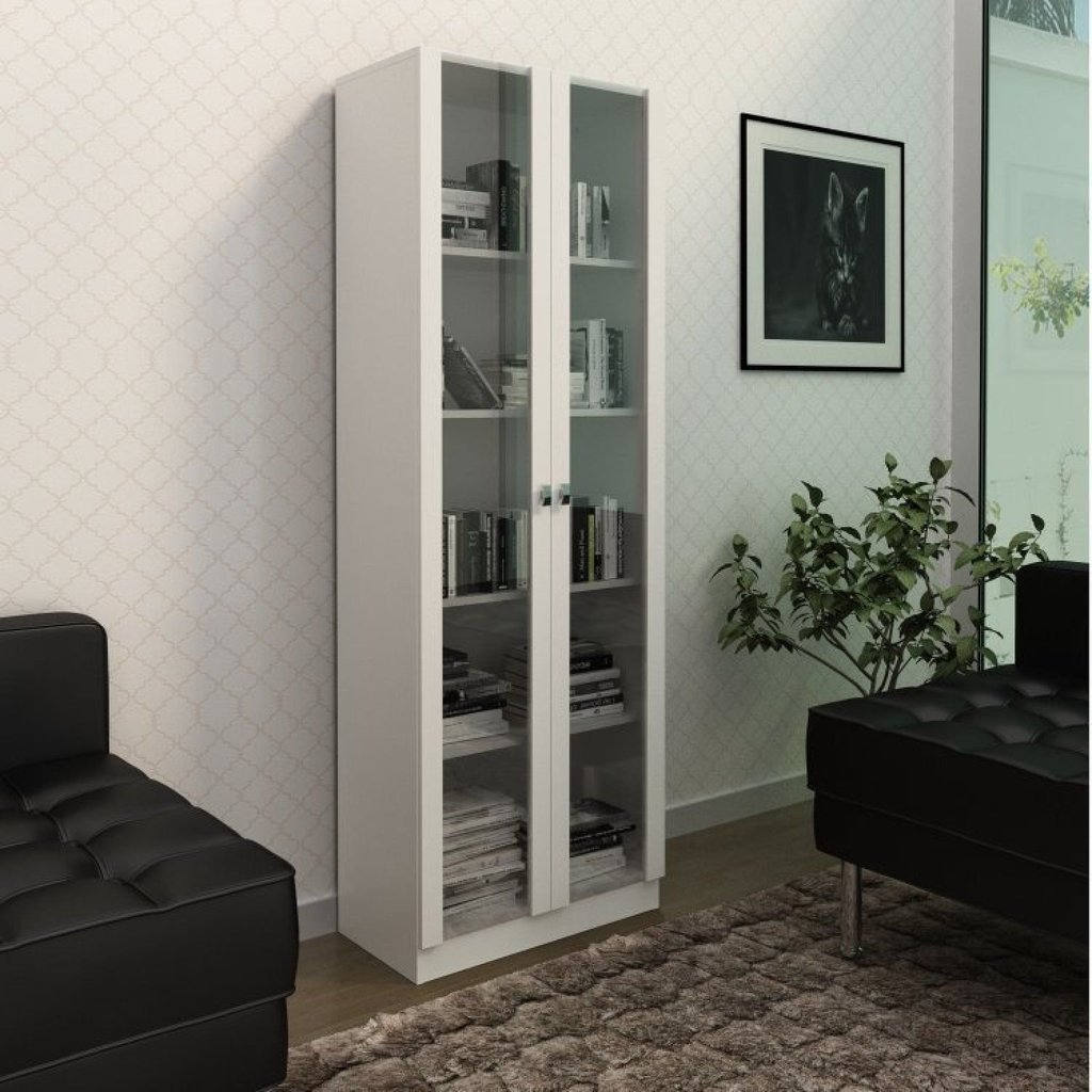 Kit 3 Armários para Escritório com Portas de Vidro ME4115 Branco Branco