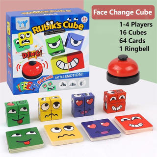 Cubo Mágico de Mudança de Expressões, Blocos de Construção, Inclui 64 Cartas e Sinos, Jogo Educativo para Crianças, Queb