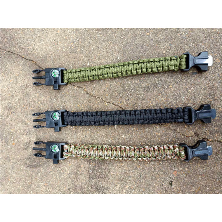 Equipamento ao ar livre escapar escalada mão corda sete-Core guarda-chuva corda apito sobrevivência Flint trançado pulse