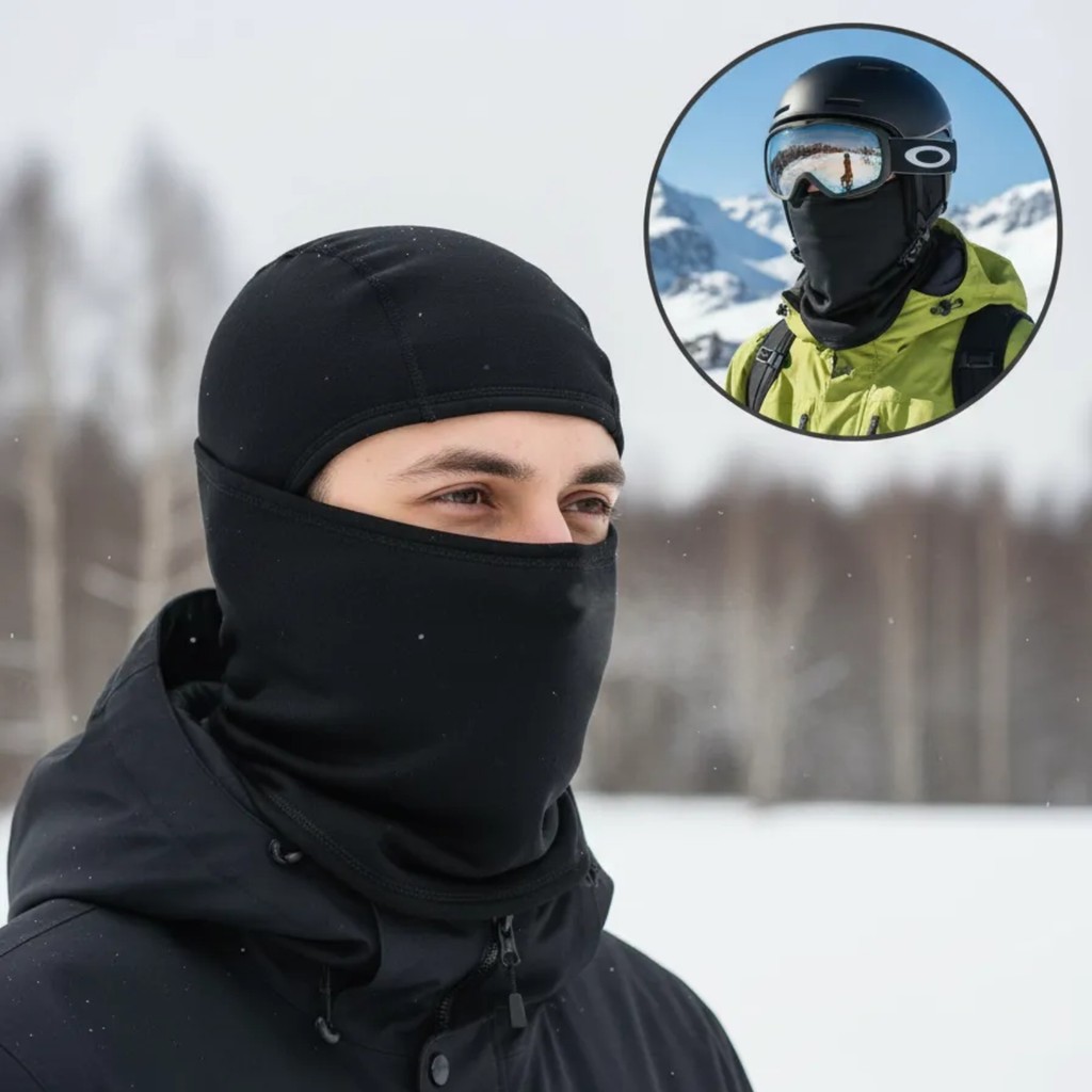BALACLAVA ARTICULADA THERMOPLUS PROTEÇÃO TERMICA AVELUDADA SKY ESQUI NEVE PRETO G