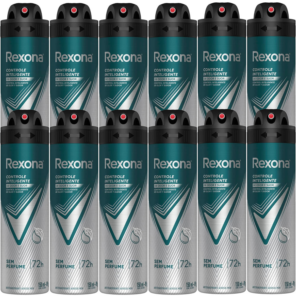 Kit Desodorante Aerosol Rexona Men Sem Perfume 150ml - 12 Unidades