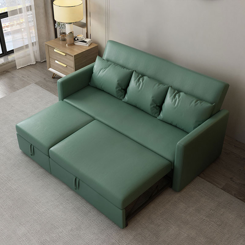 Sofá-cama com chaise longue oculta, sofá-cama multifuncional de dois lugares de tamanho pequeno, dobrável de dupla utili
