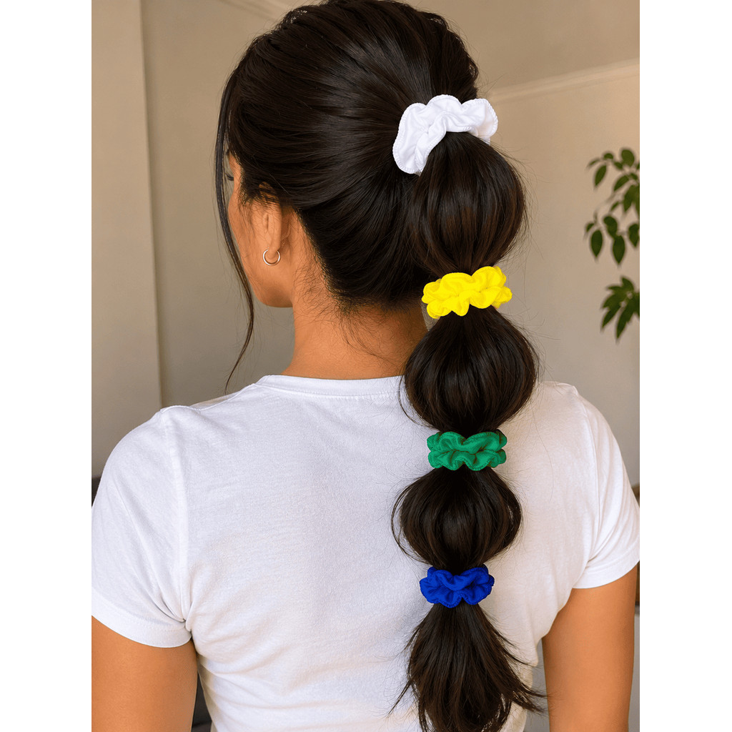 Kit 160 Scrunchie Rabicó Elatico Cabelo Brasil Copa Xuxa de Cabelo Amarrador de Cabelo