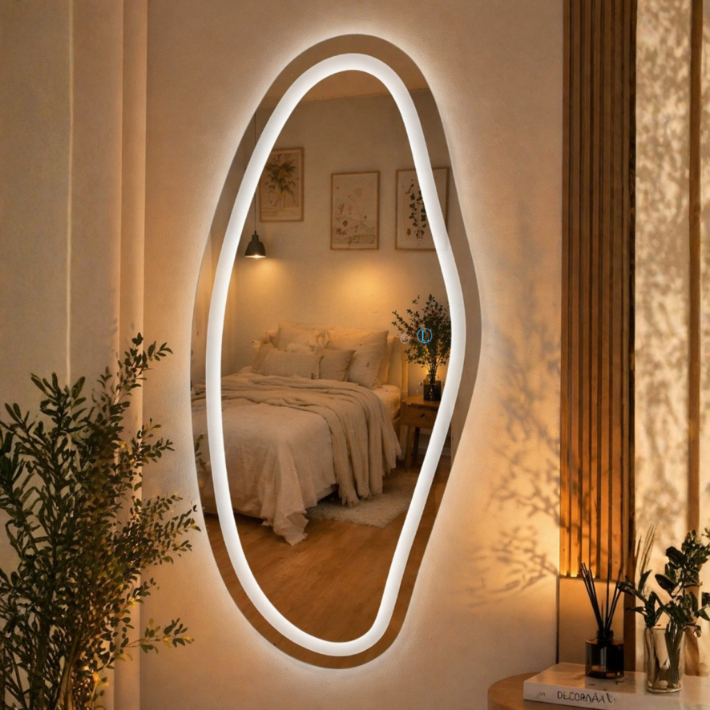 Espelho Lopazzi Brisa Led Jateado 110x50 Para Decoração Hall Quartos Banheiros e Lavabos