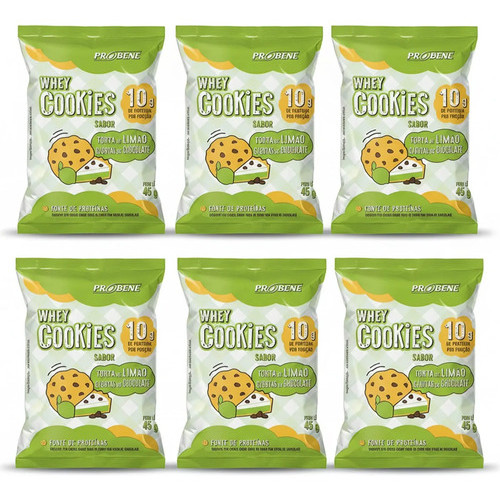 Kit 6 Whey Cookies Proteico Torta De Limão 45g Probene