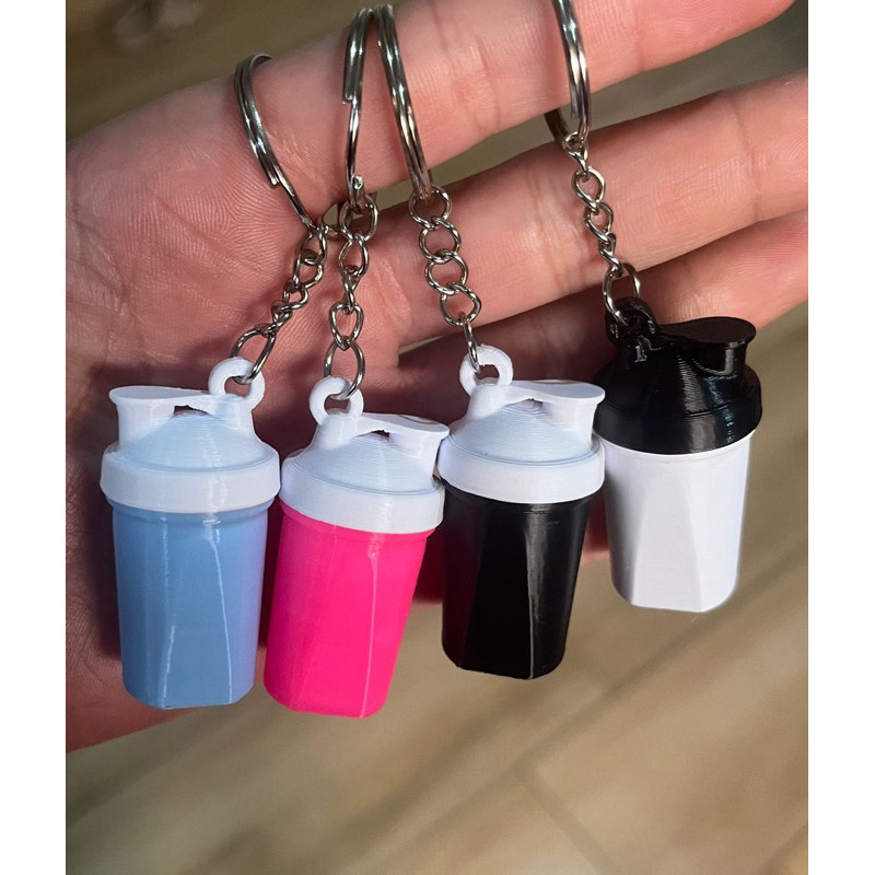 Chaveiro Mini Shaker Fitness 3D Coqueteleira Academia Bolsa Mochila