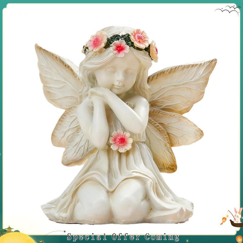 hhuuele1 Luzes De Estátuas Externas De Jardim Solar , Luz De Estatueta De Anjo De Resina Para Pátio , Quintal , Ornament