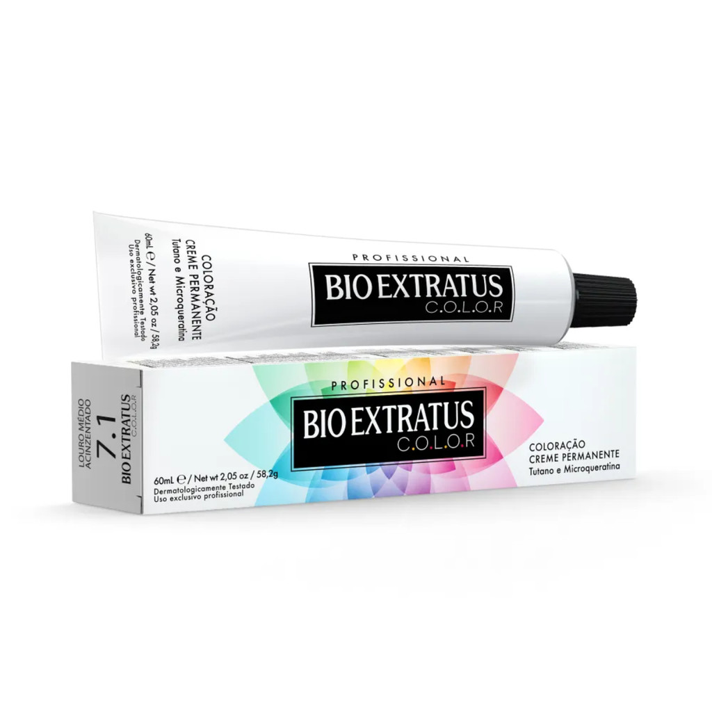 Coloração Bio Extratus 7.1 - Louro Médio Acinzentado 60mL em Oferta na Shopee