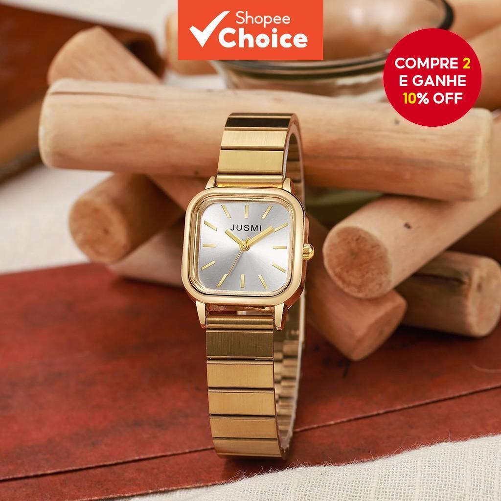 Relógio Feminino Lindamente Simples Nova Moda Pulseira De Aço Fino Para Frente