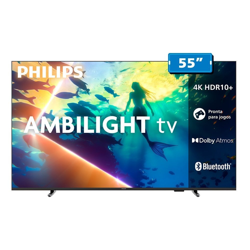 Smart TV LCD LED 55" Philips 55PUG8100/78 - UHD 4K com Wi-Fi, Dolby Atmos, Quad Core, 3 HDMI, 2 USB, 60 Hz em Oferta na Shopee