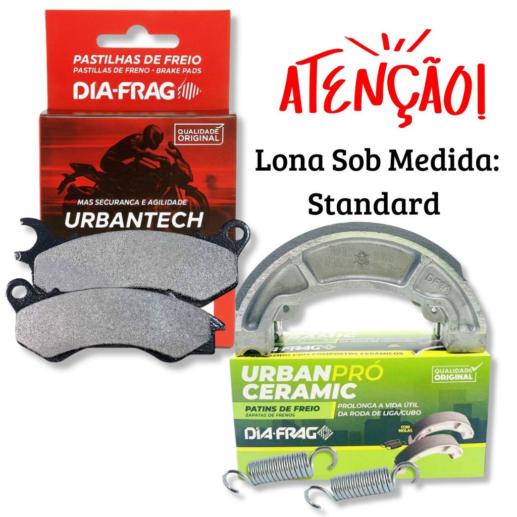 Kit Pastilhas + Lonas de Freio Cerâmica Cg 160 Fan Combi Brake 2018-2024 Standard Diafrag