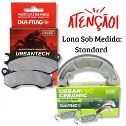 Kit Pastilhas + Lonas de Freio Cerâmica Cg 160 Fan Combi Brake 2018-2024 Standard Diafrag