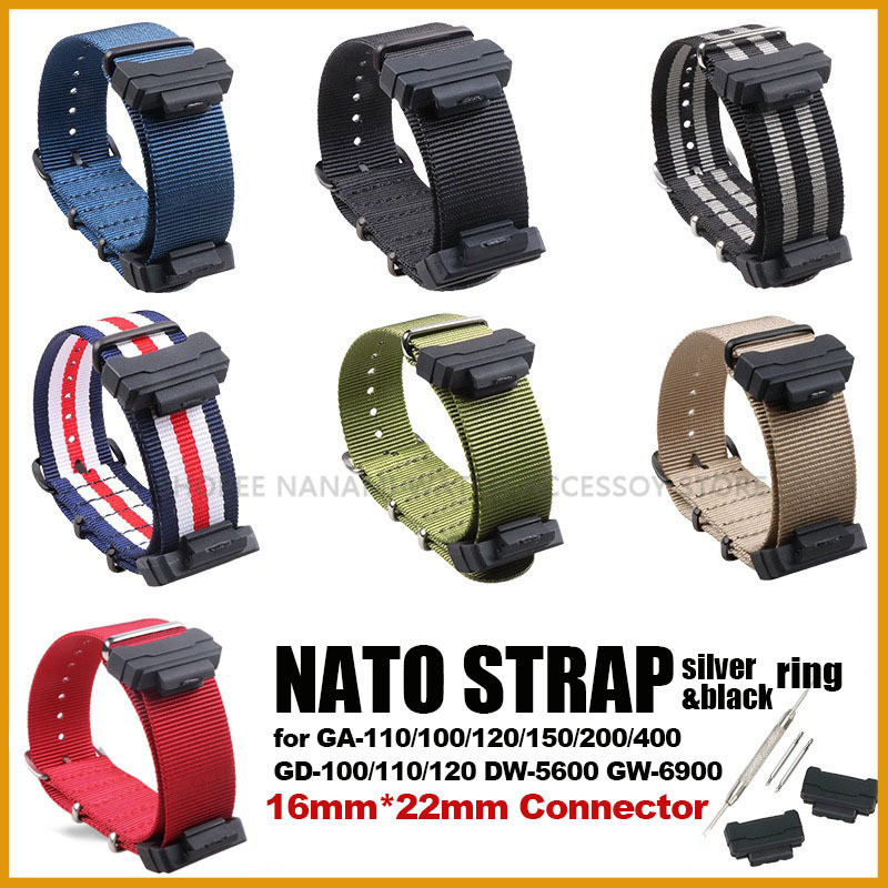 Pulseira De Relógio Militar De Nylon Nato Loop 16mm * 22mm Para GA100 GA200 GLX5600 DW5600/5610 DW6900 G8900 GLS100 Espo em Oferta na Shopee