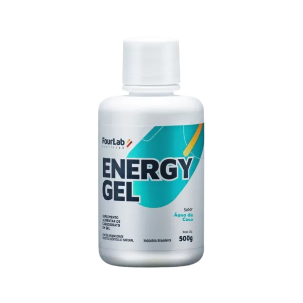 Refil econômico de gel energético FourLab Energy Gel Garrafa 500g Sabor Água de Coco