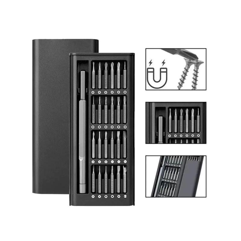 Kit De Ferramentas Magnéticas De Precisão - 24 Peças Profissionais Para Reparos Em Celulares Notebooks E Eletrônicos DIY