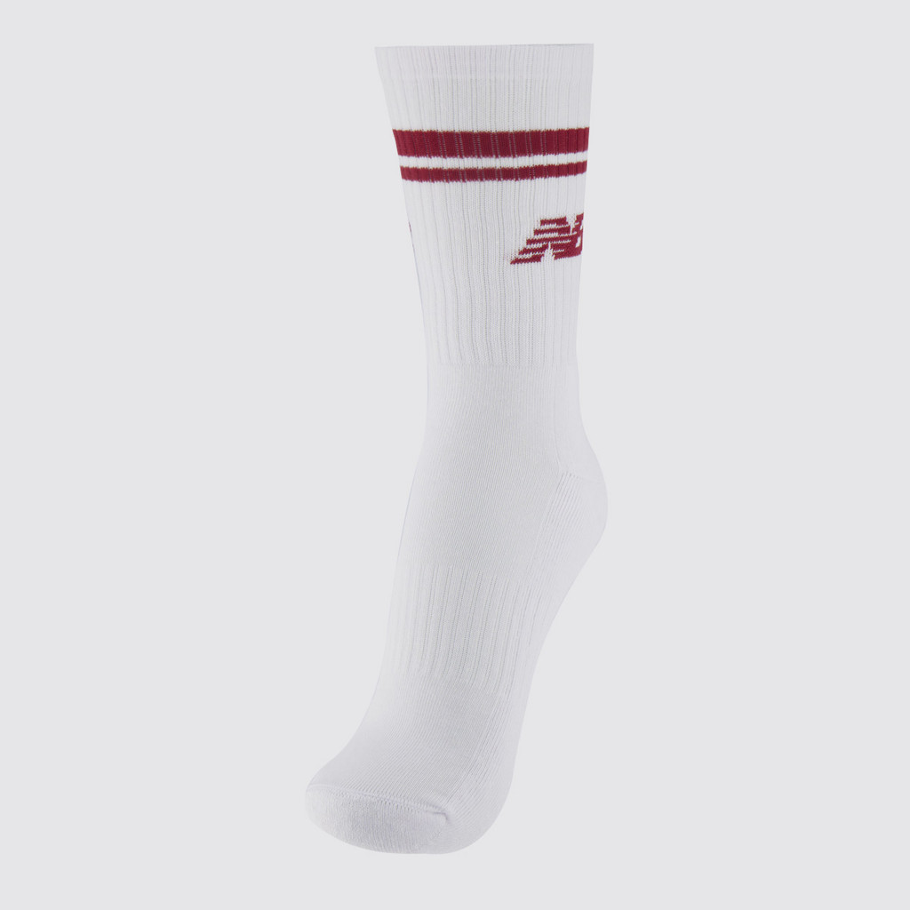 Meia New Balance Cano Alto Branco e Vermelho