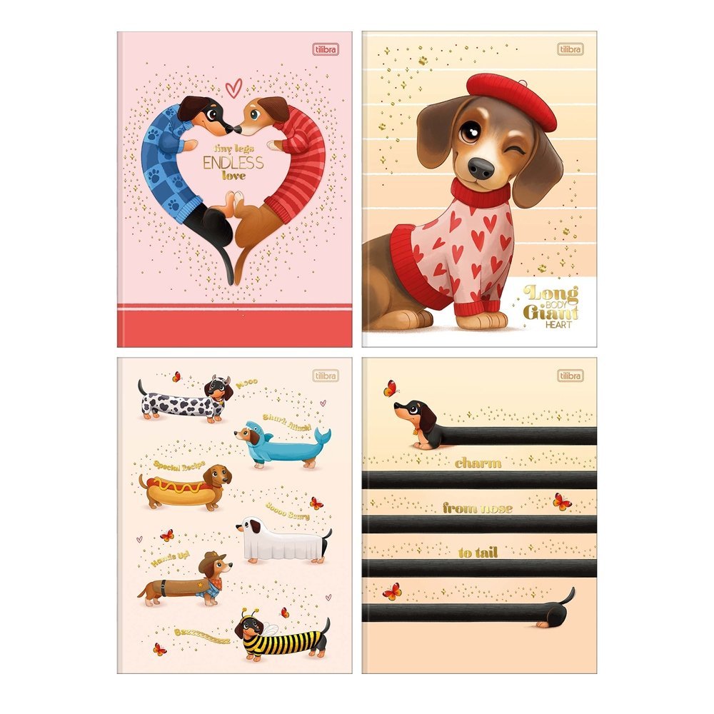 Caderno Costurado Tilibra Universitário Capa Dura Brownie Dog 80 Folhas - Embalagem com 5 Unidades em Oferta na Shopee
