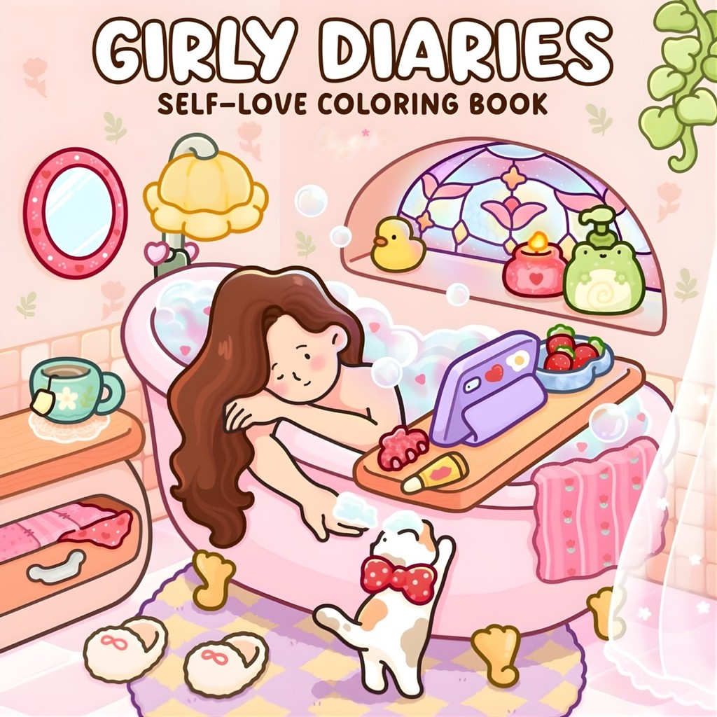 Livro de colorir Girly Diaries - 45 páginas - 120gr em Oferta na Shopee