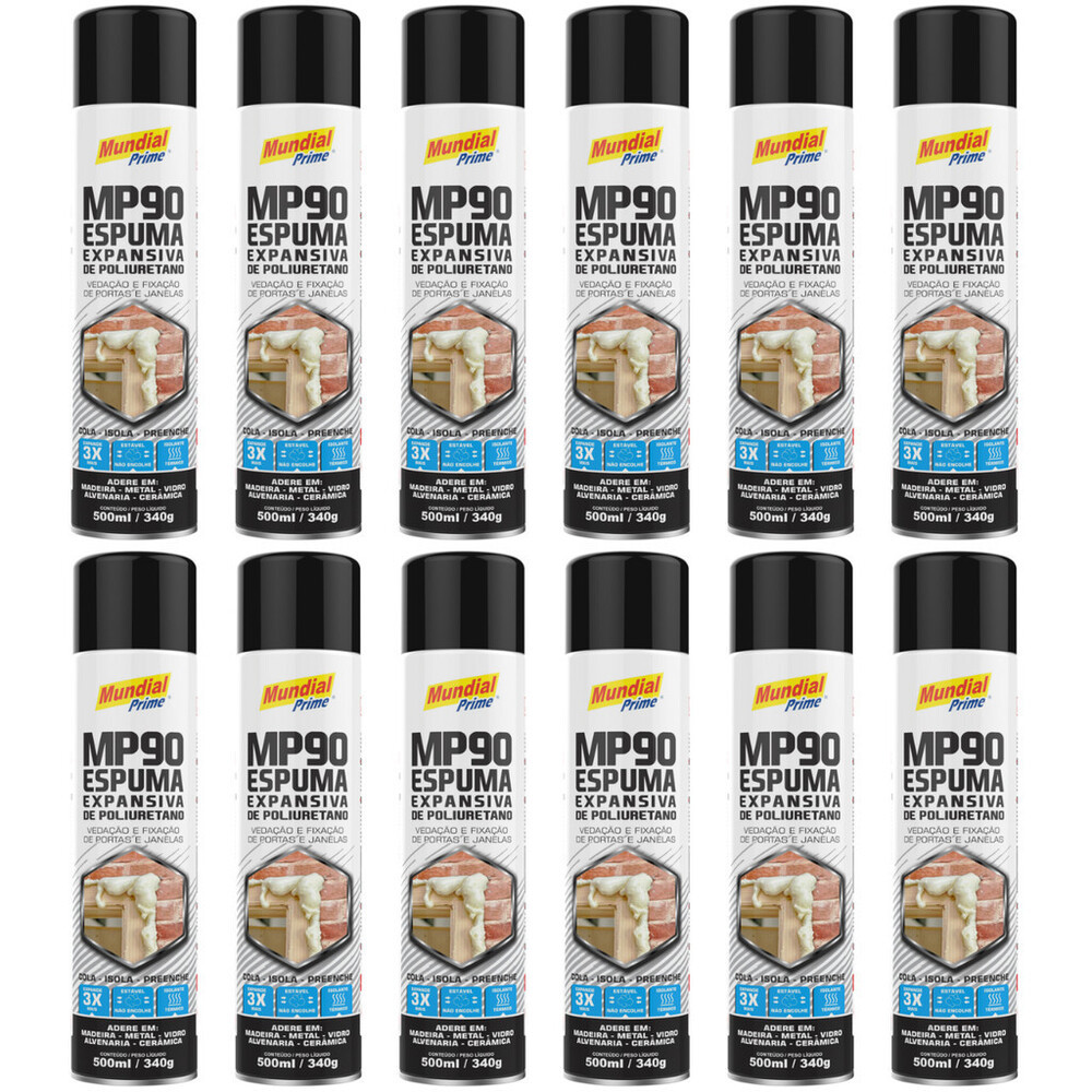 Kit 12 Espumas Expansiva De Poliuretano 500ml Mundial Prime