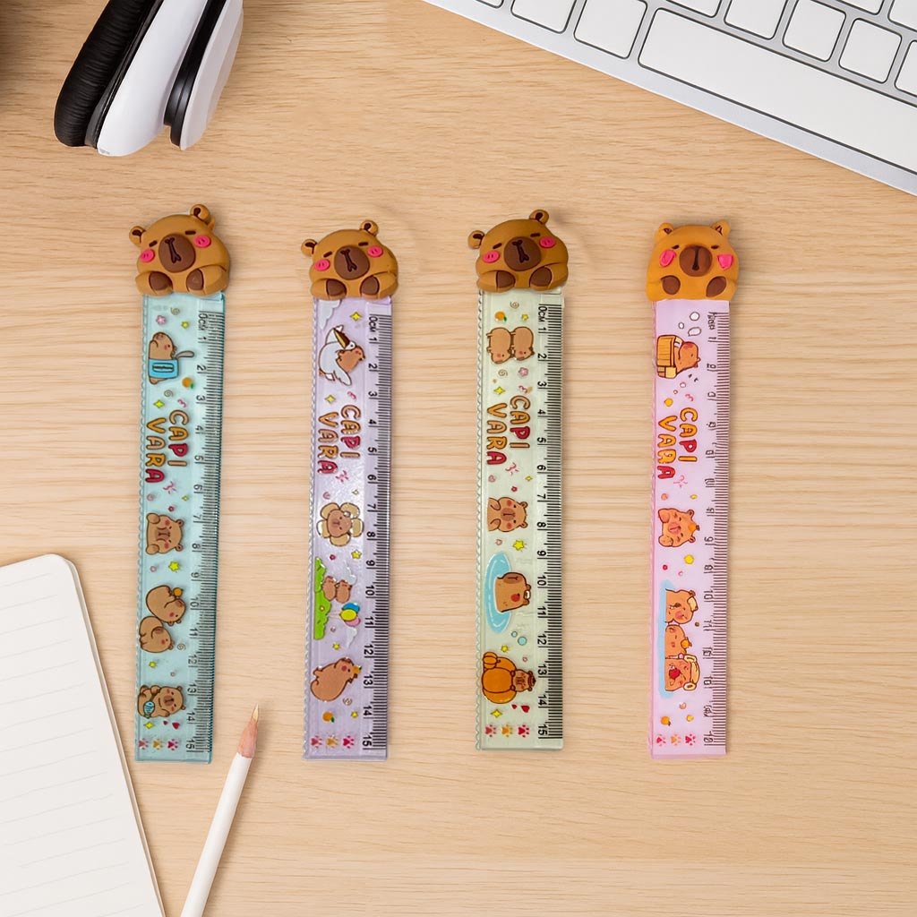 Régua Escolar 15cm Capivara Fofa com Topper 3D em Oferta na Shopee
