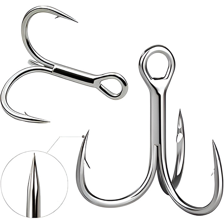 10 Pcs Anzol Triplo Reforçado 4x com Farpa Isca Pesca Ancoragem

