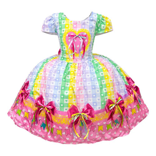 Vestido Infantil Festa Junina Quadrilha Caipira Arraia Luxo