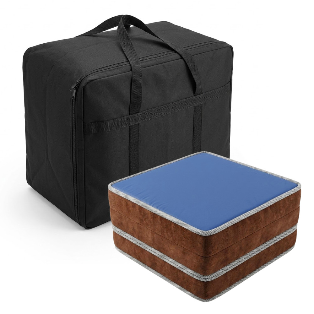 PUFF VIRA COLCHÃO SOLTEIRO 3/1 MARROM ESPUMA D26 COM BOLSA