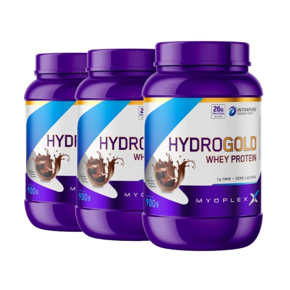 Kit 3 Whey Protein Hydro Gold ISO e HMB 900g Myoplex