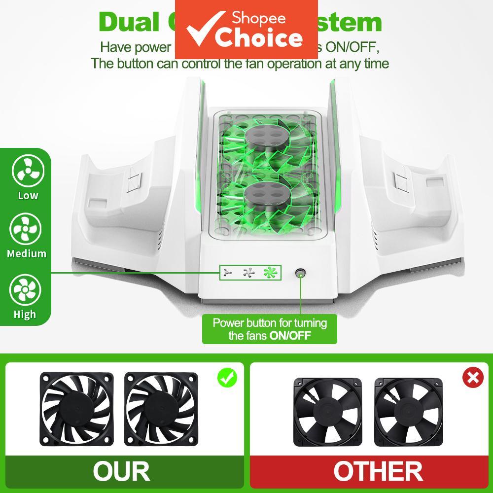 DOBE Suporte Vertical com Ventilador de Refrigeração e Carregador Duplo para Controles Xbox Series S