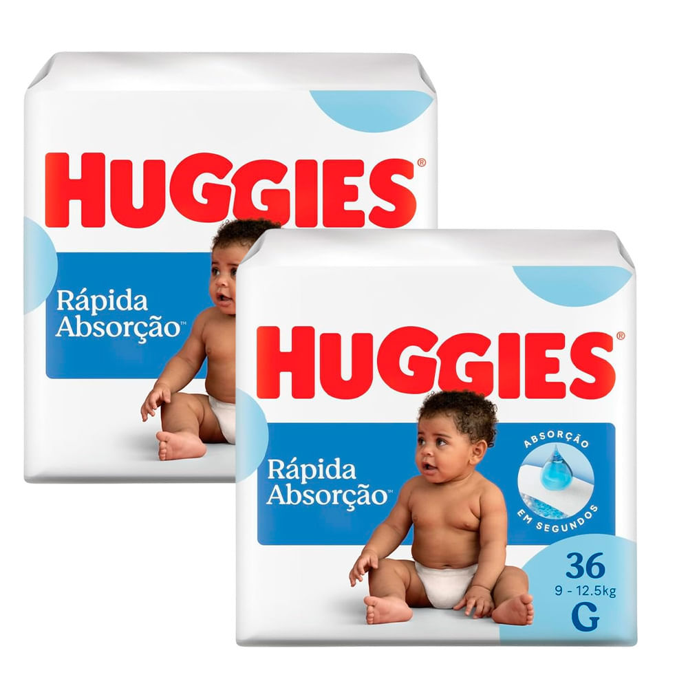 Kit 2 Fralda Huggies Tripla Proteção Mega G - Com 72 Tiras