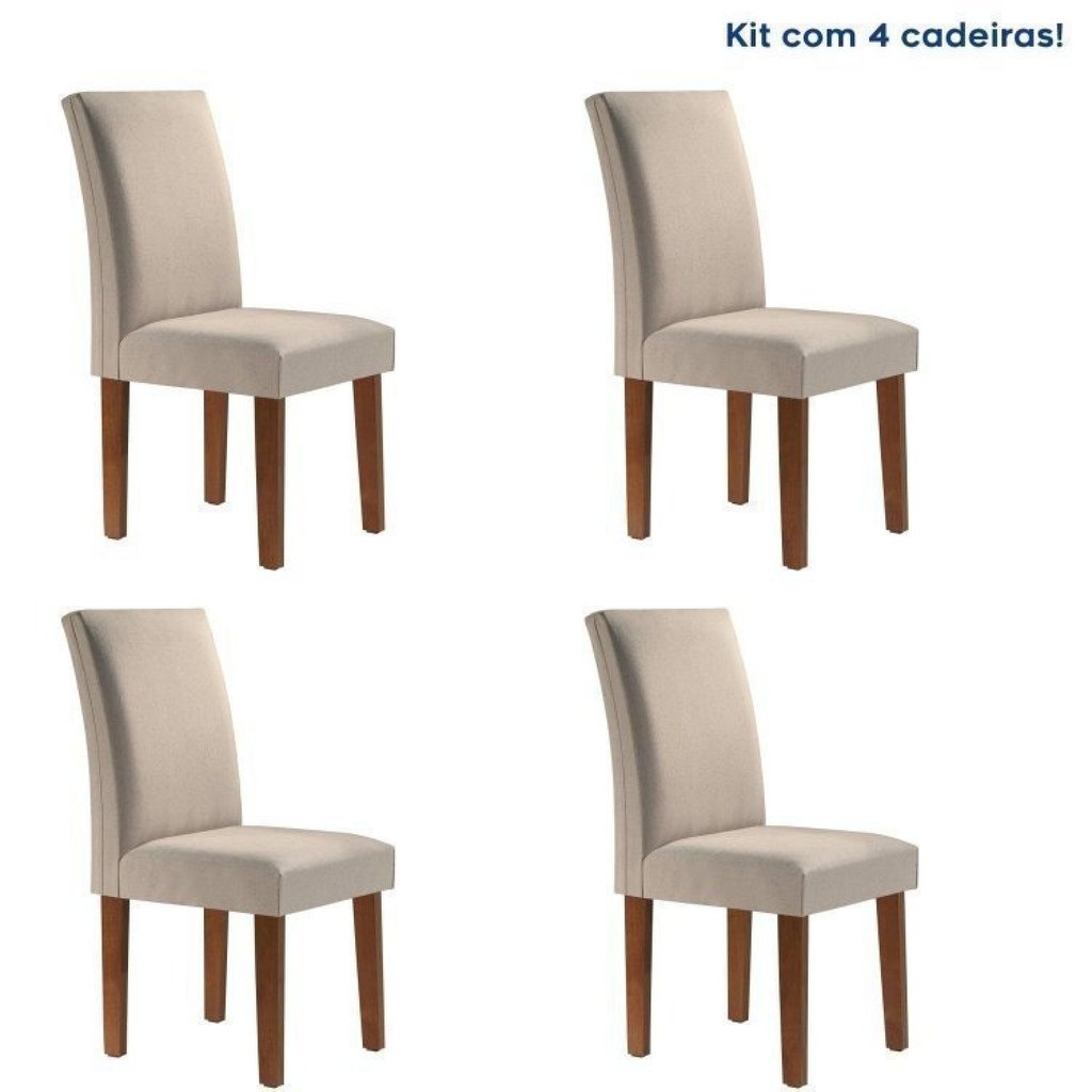 Conjunto 4 Cadeiras para Sala de Jantar Estrutura MDF Chocolate Cinza Espanha Chocolate/Cinza