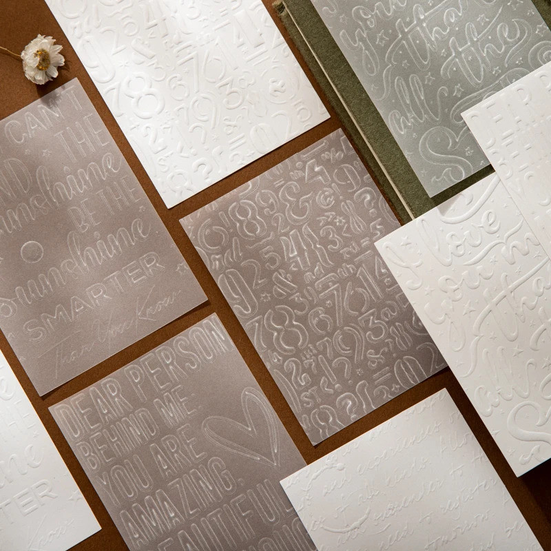 Diário GO 10 Peças Flor Branca Enevoada Em Relevo Vintage Borboleta Colagem Material De Paisagem Papel Para Scrapbooking