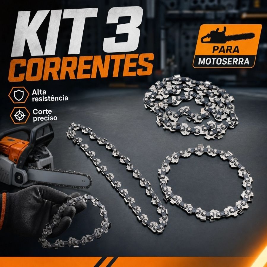 Kit 3 Corrente Motopoda Mini Motossera  6" Polegadas