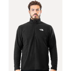 Blusa The North Face Masculina Fleece TKA 100 Glacier 1/4 Zip Light Logo Preta