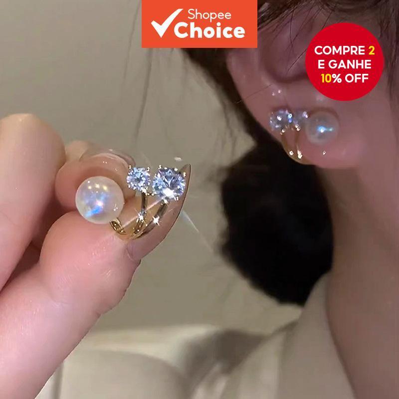 Brincos De Pérola Coreanos , Design Exclusivo 2 Em 1 , Chiques Da Moda Para Mulheres , Joias Elegantes