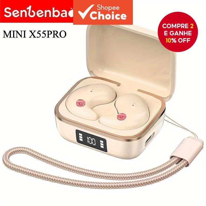 Fones de Ouvido SENBENBAO X55 PRO com Som Estéreo HiFi, À Prova d'Água IPX5, Controle Touch e Cancelamento de Ruído.