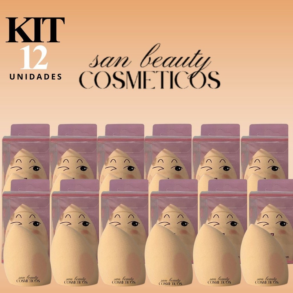 Kit 12 - 12Unid - (12) Esponja Para Maquiagem Base/Pó/Corretivo Pompom Maquiagem (Cores Disponíveis no Estoque)