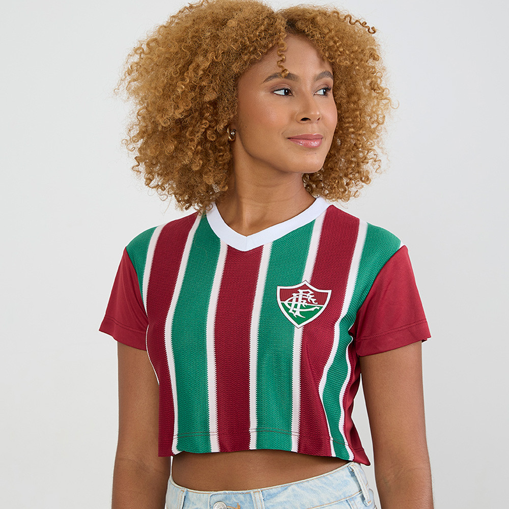 Cropped Fluminense Lifestyle Feminina Oficial em Oferta na Shopee