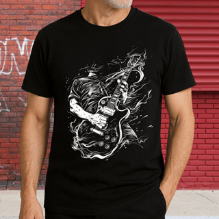 Camiseta Rock Streetwear Masculina Tecido Grosso 100% algodão Gola Redonda Estampa Grande Guitarra em Oferta na Shopee