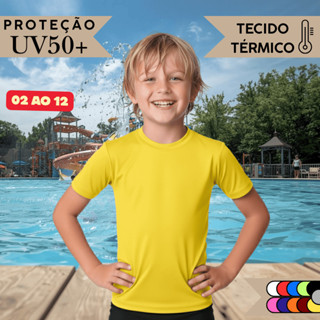 Camisa Térmica Infantil Menino Manga Curta Proteção Solar Segunda Pele de 2 a 12 anos Uv50+ em Oferta na Shopee