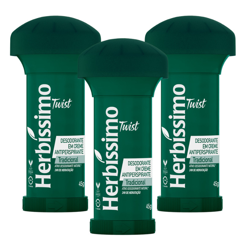 Kit Desodorante Twist Antitranspirante Tradicional Herbissimo 45G (3 unidades)