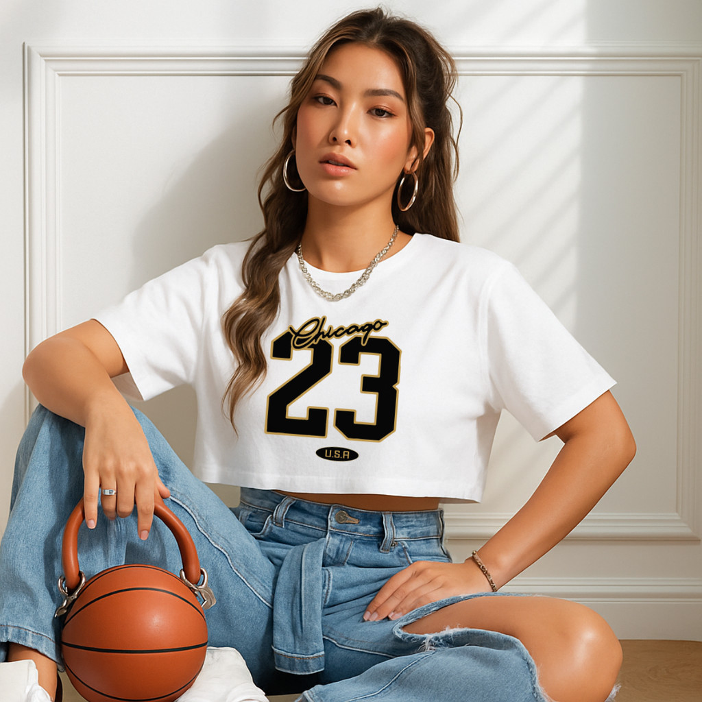 Cropped Feminino Oversized 100% Algodão Blusa Feminina Estilosa Chicago Treino -GS