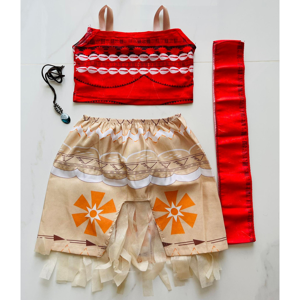 Vestido Moana Infantil+ Colar 2 A 8 Anos Festas Junina — imagem 2 de 2