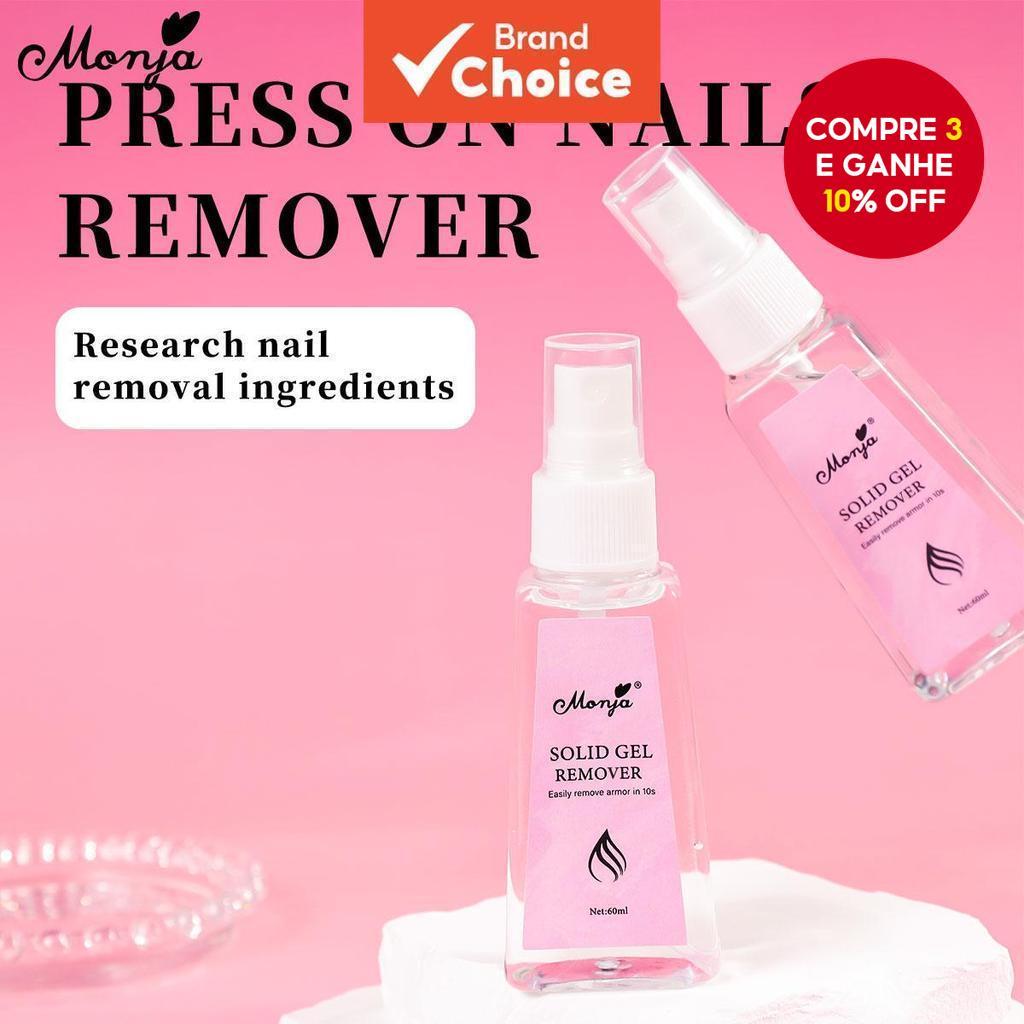 Monja 60/100ml Removedor De Cola Para Unhas Prensar Nas Transparente