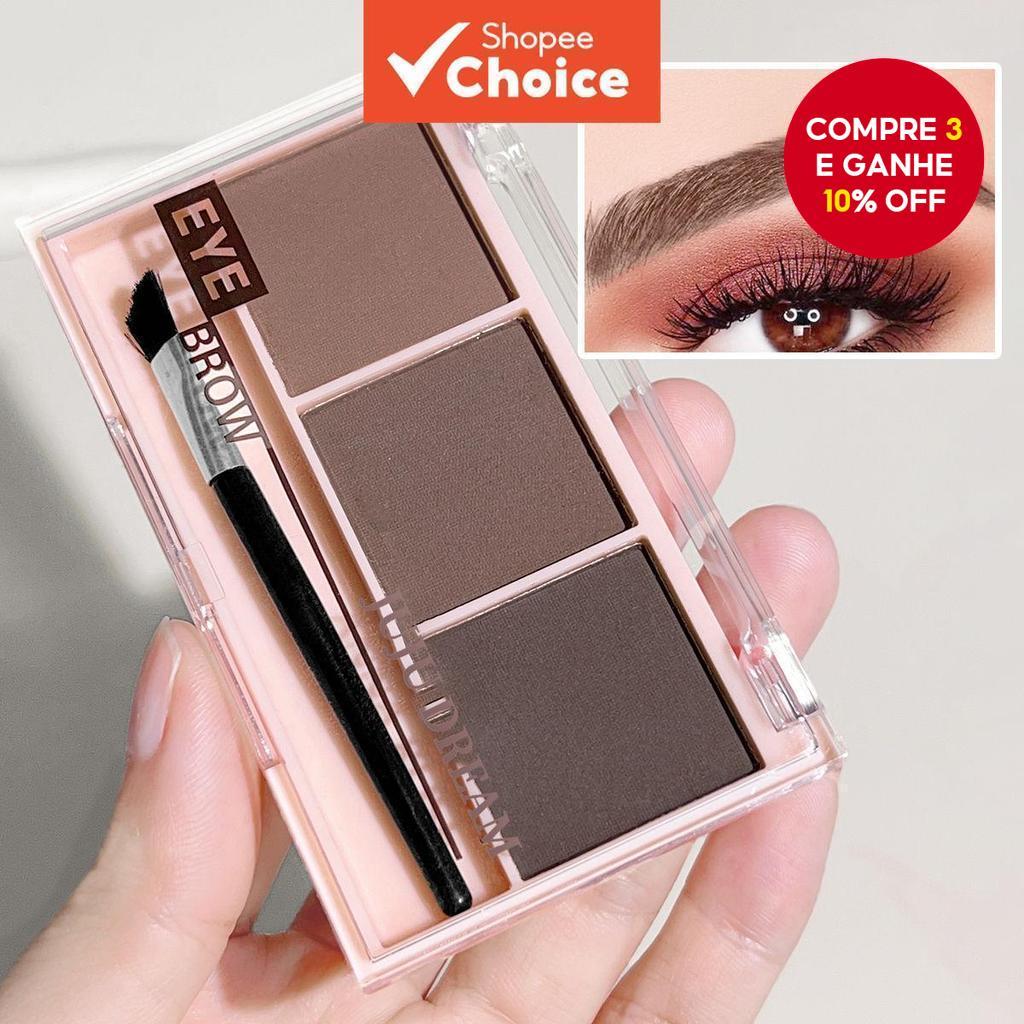 Kit De Pó Para Sobrancelha 3D-3 Cores , À Prova De Manchas , Inclui Pincel , Todos Os Tipos De Pele , Maquiagem , Presen