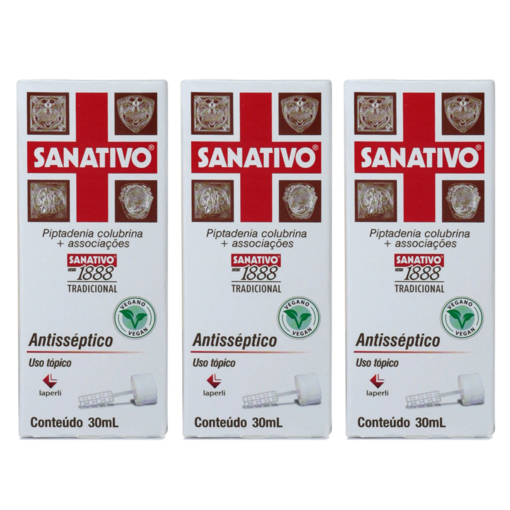 Kit 03 Uni Sanativo Tradicional 30ml - Antisséptico com Palheta, Aroeira, Angico, Proteção Natural.