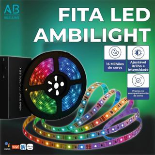 Kit Fita Led Ambilight TV Wi-Fi GMART para Smart de 55 a 65 Polegadas Luz RGB Automação Alexa Tuya em Oferta na Shopee