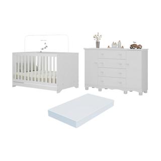 Berço Americano 3 em 1 com Colchão Incluso e Cômoda 2 Portas 4 Gavetas Dengo Multimóveis MP4706 em Oferta na Shopee
