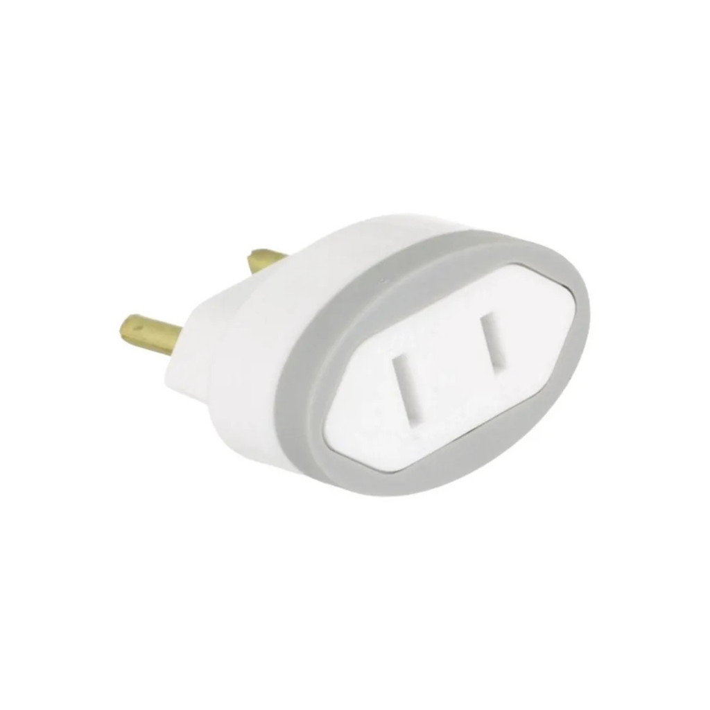 Adaptador de Tomada Pino Chato para Redondo 2P 10A 250V Branco Universal para Carregador de iPhone Celular e Importados