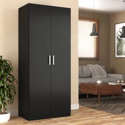 Guarda-Roupa Compacto 2 Portas Monarca Preto Preto